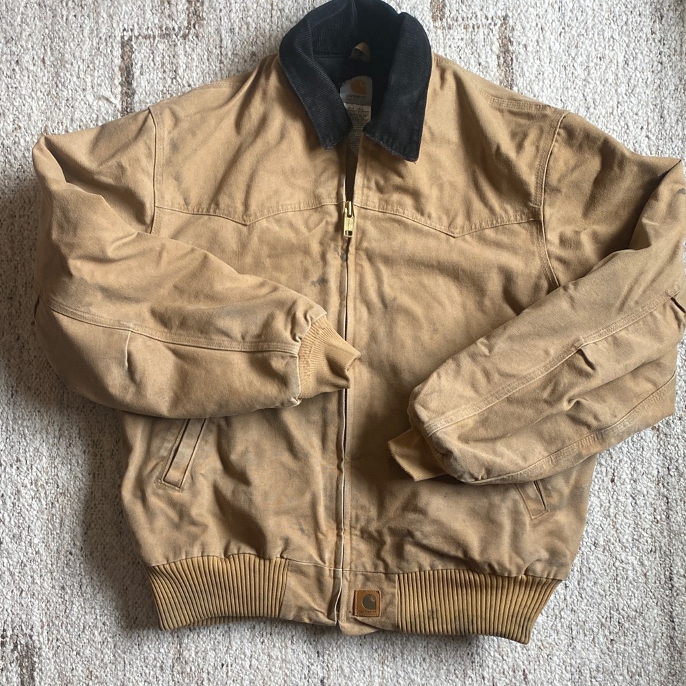 R A R E find-Carhartt Tan Jacket with Black Corduroy Collar